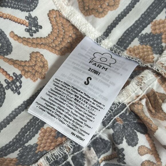 Farm Rio Flower Fan Tapestry Off-White Midi Dress S - Picture 8 of 9